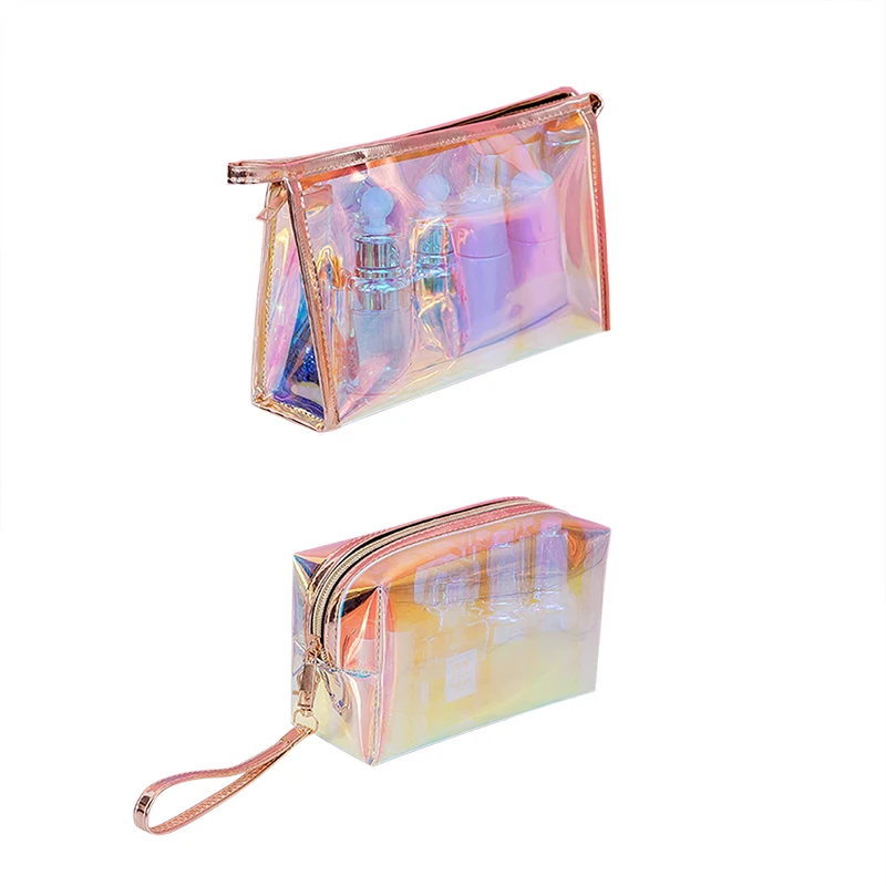 Laser Transparent Makeup Bags Fashion Men Women Travel Cosmetic Bag Toiletry Brush Lipstick Bags Organizer Wash Make Up Box Case