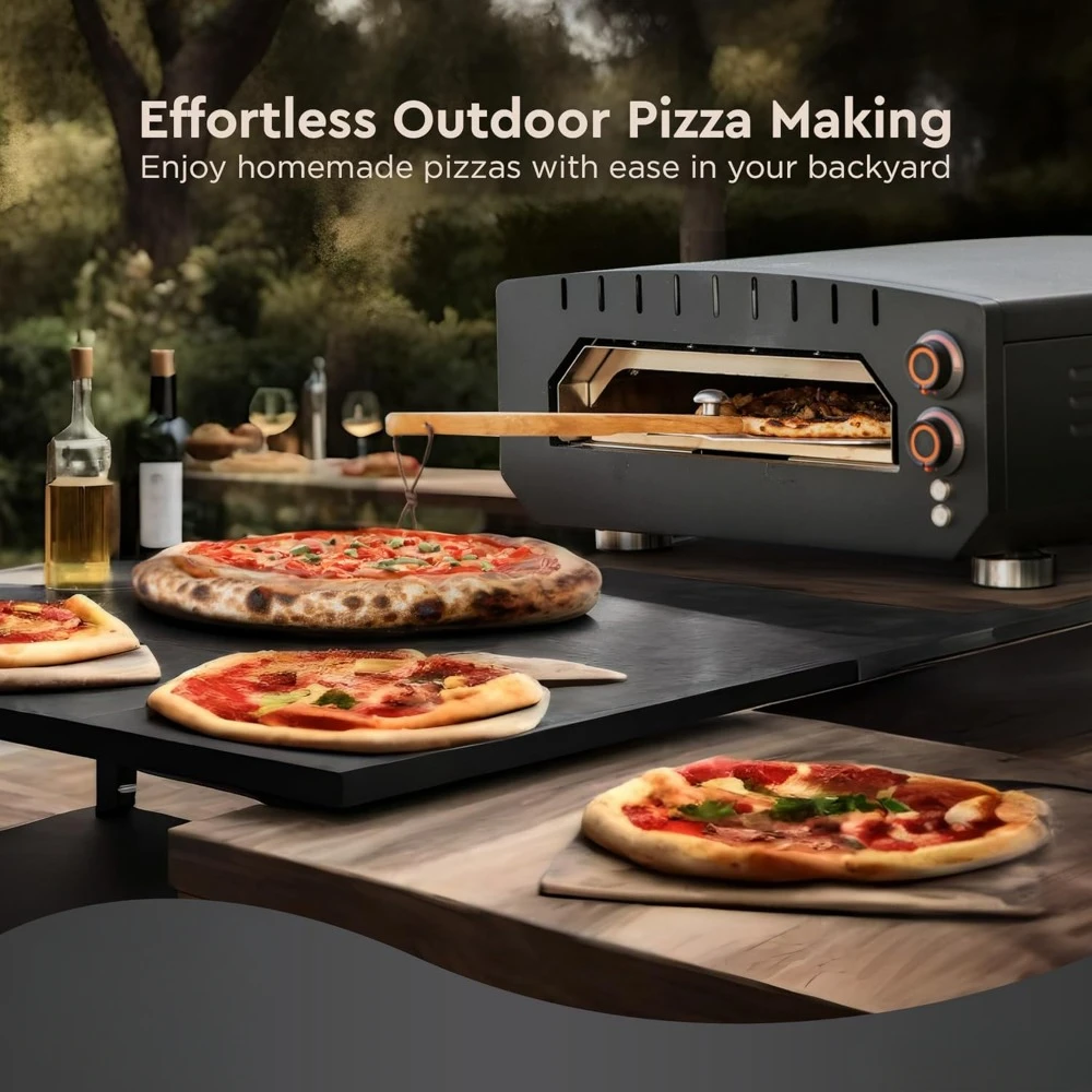 Outdoor Electric Pizza Oven, Countertop Cooking, Heats Up to 750 Degrees, Digital Thermometer, Pizza Stone