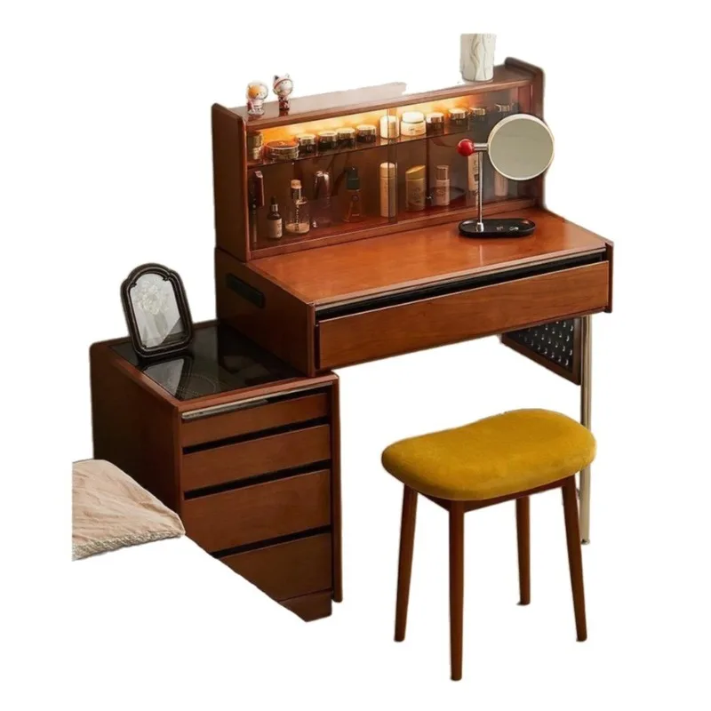 

Nordic retro telescopic storage integrated small apartment desk storage bedroom with lamp makeup table