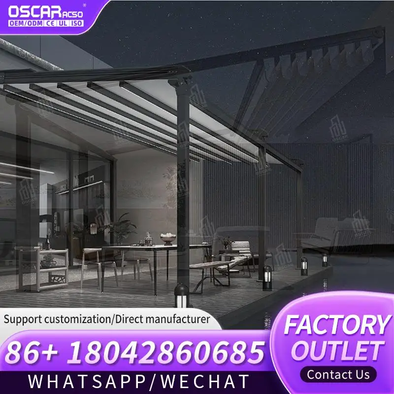 

Waterproof Retractable Roof Awning Shade System Comfortable Durable Sunshade Shelter For Patio Garden Balcony Retractable Canopy