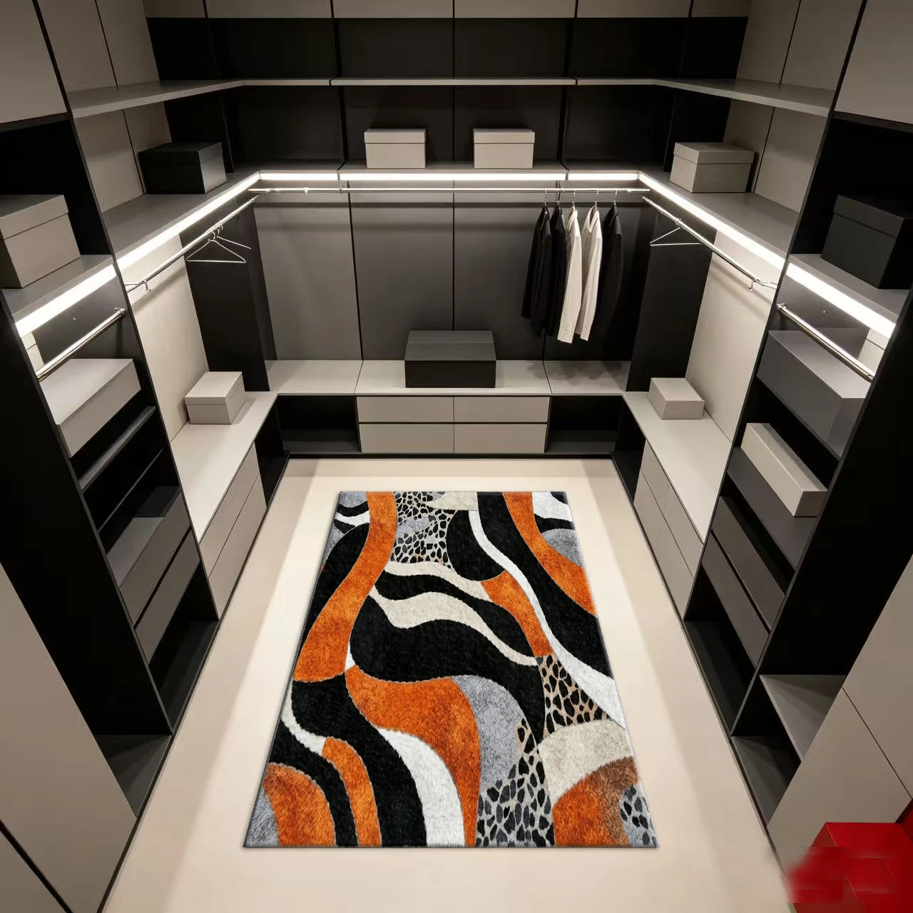 พรมปูพื้นลายศิลปะโค้งมนทันสมัย - Printed Rug Abstract บทวิจารณ์และราคา