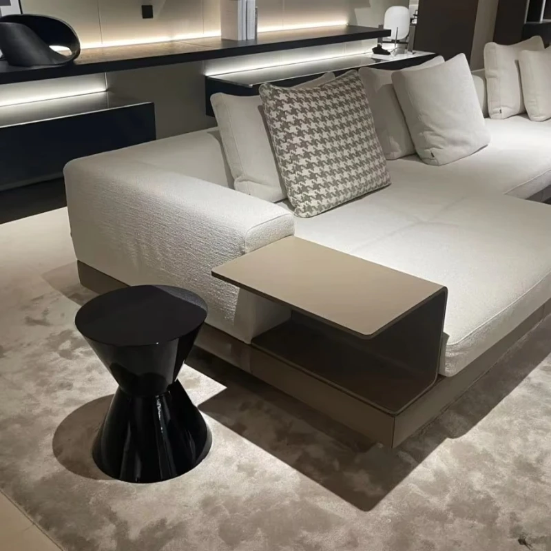 

Villa Modern Living Room Furniture Black Drum Coffee Table & Stained Fiberglass End and Side Table