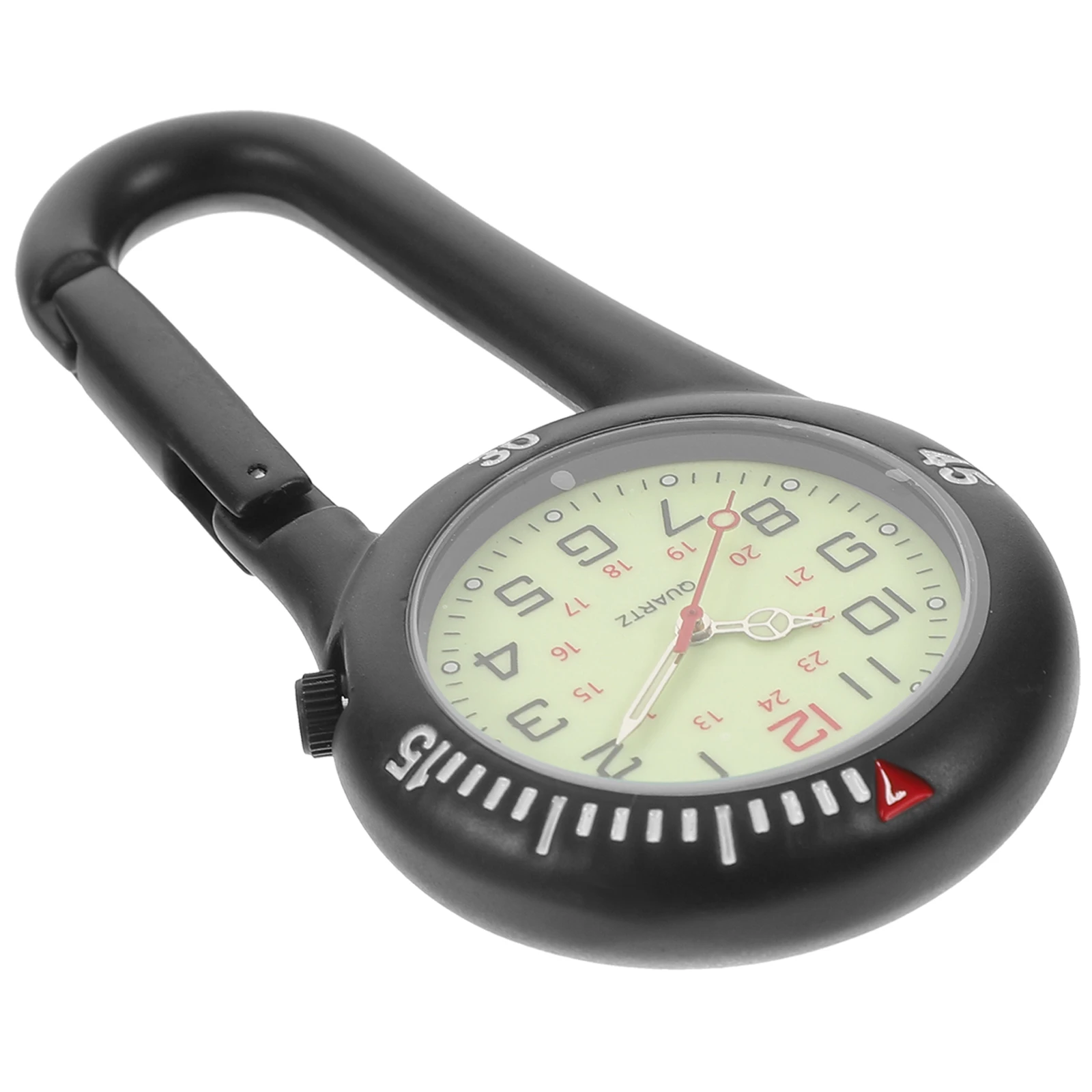 

Multifunctional Mountaineering Buckle Clip On Watch Luminous Dial Belt Loop Backpack Outdoor Hikers Workers Gift Black Carabiner