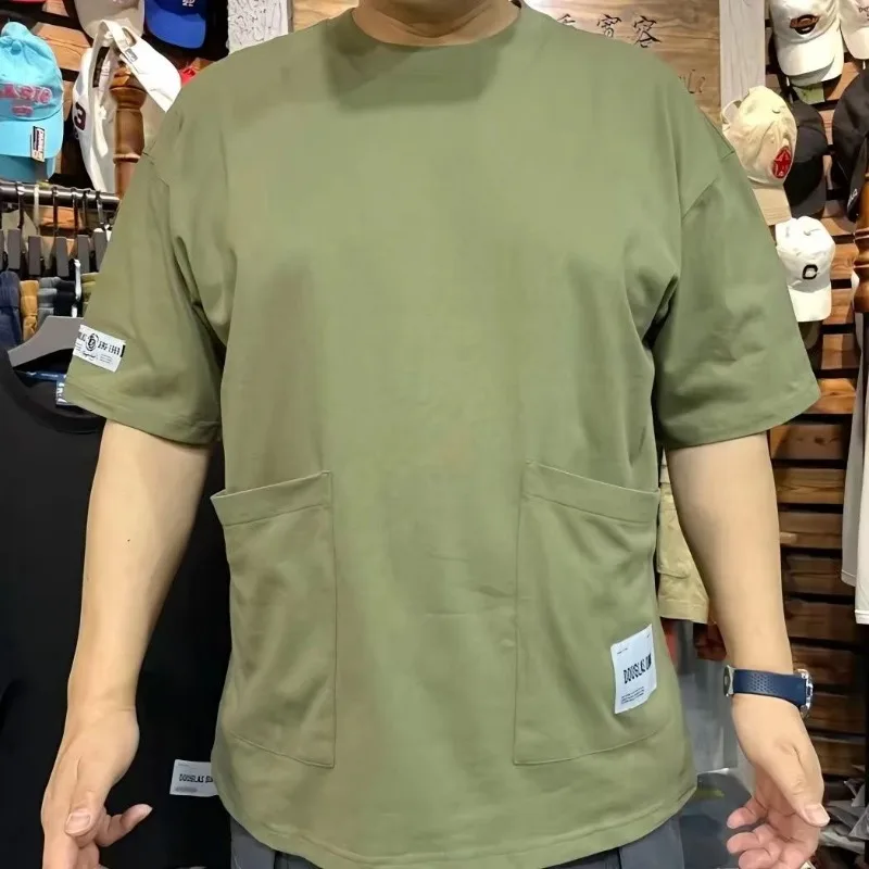 

GELITAYIN Multi-pocket Short Sleeve T-shirt Cotton Round Neck Men Fashion Casual Tooling Style 5xl Oversized Fitness T Shirt To