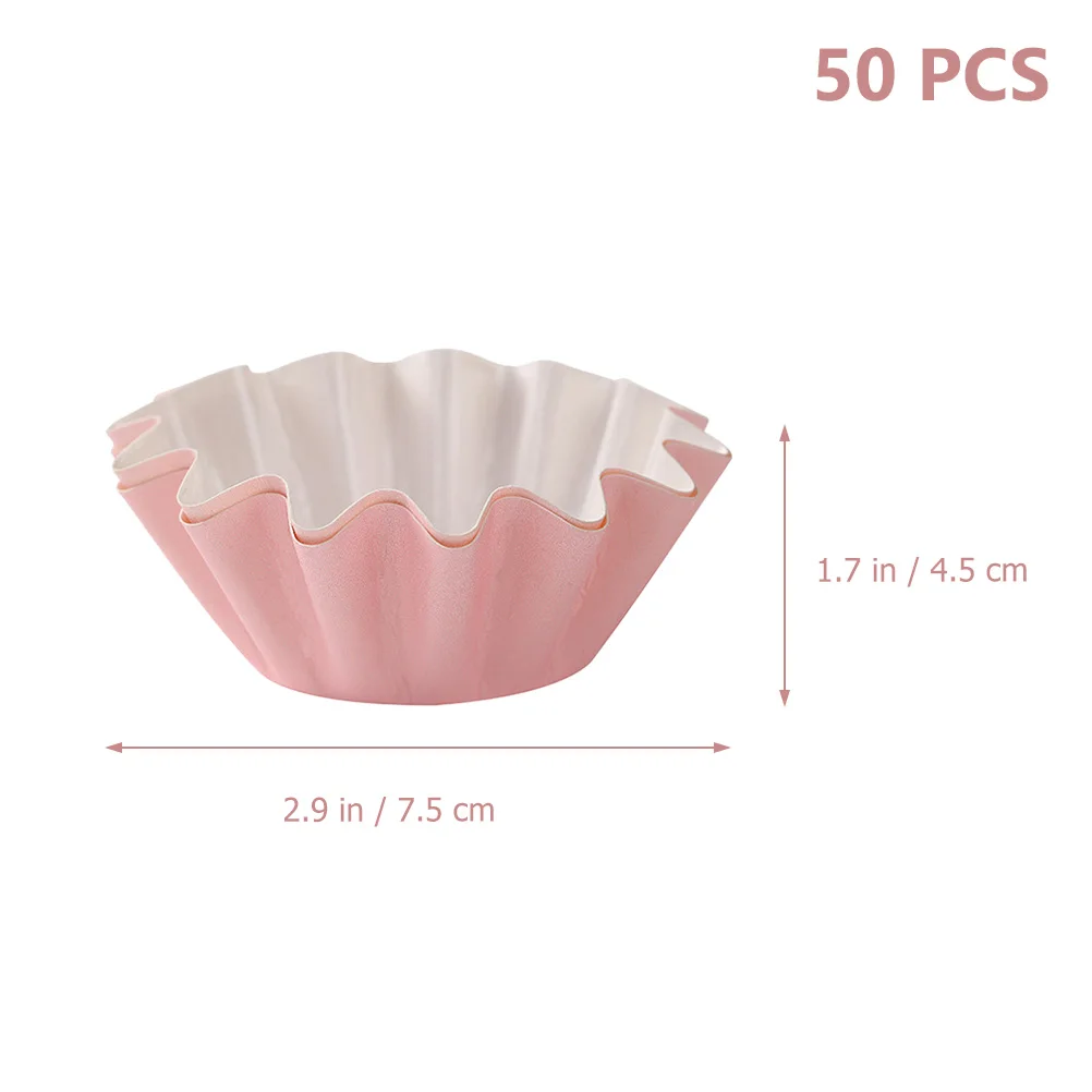 

50 Pcs Cake Cups Baking Trays High Temperature Oil Paper Oven Bake Cupcake Liners Dessert Holders Muffin Mini Thick Non Break