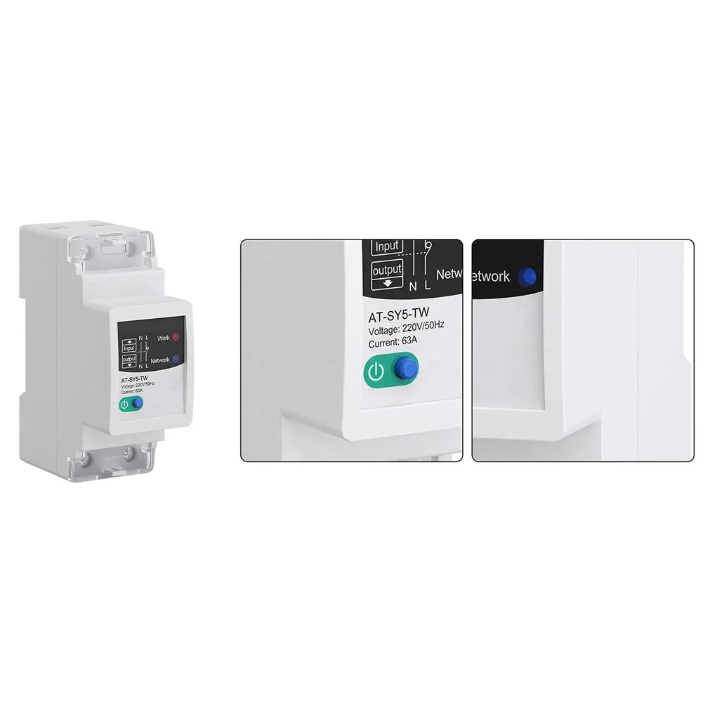 2P 63A Wireless Circuit Breaker with Smart Remote Control Power Monitoring Timer and Overvoltage Undervoltage Protection