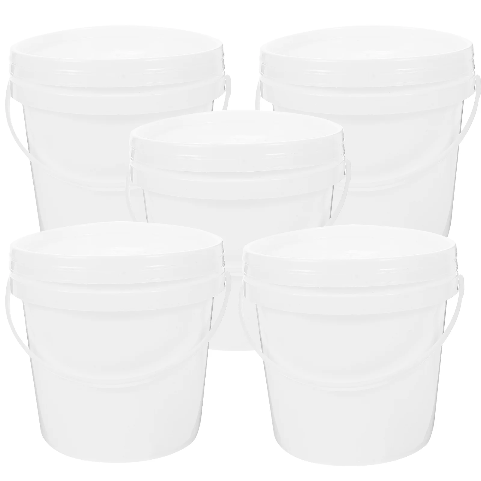 5 Pcs Plastic Barrel Small Water Bucket Multipurpose Round Portable with Handle