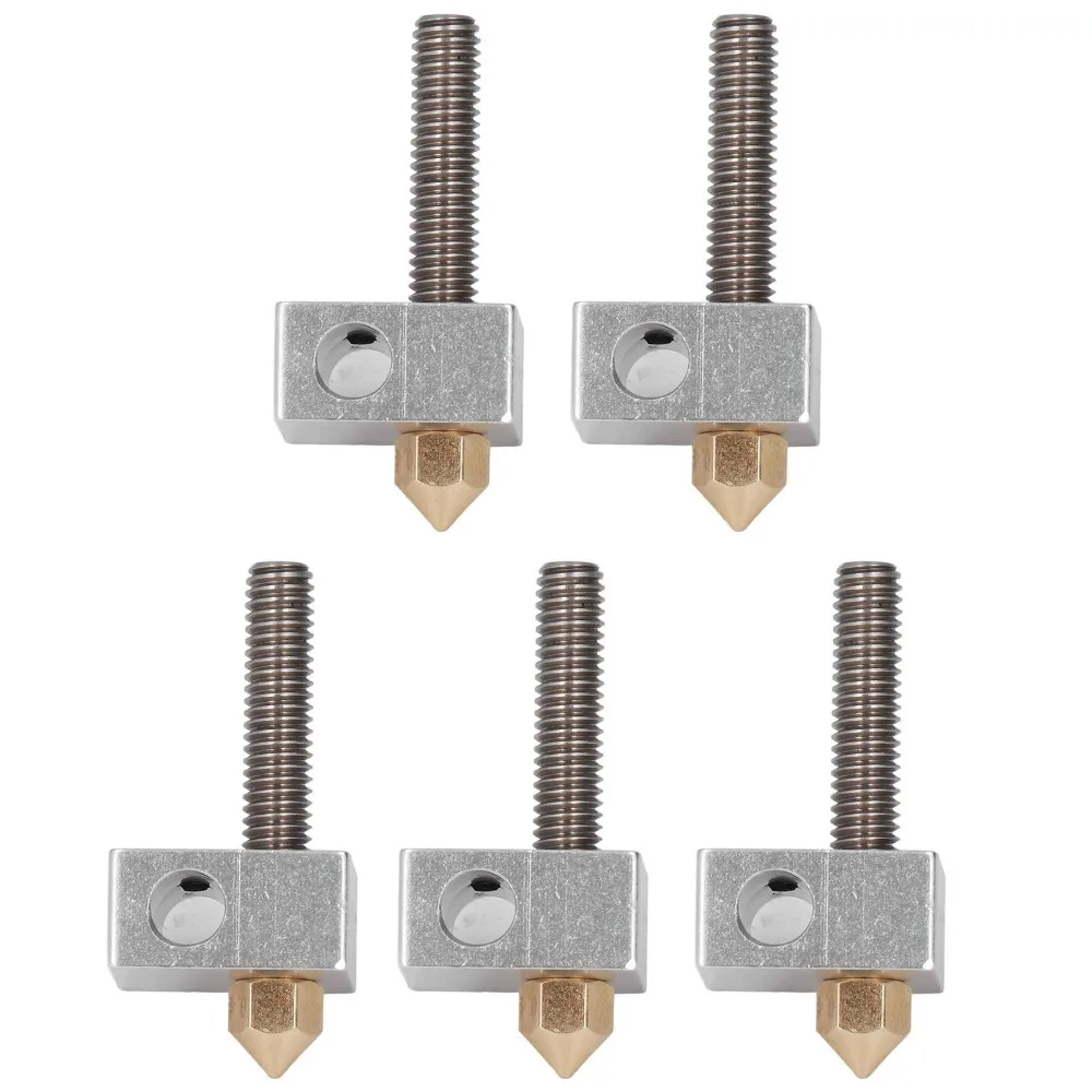 5 Set Brass Material 3D Printer Hotend Throat Tube Included Hotend Assembly Parts Extruder Parts Kit for Anet A8 A2