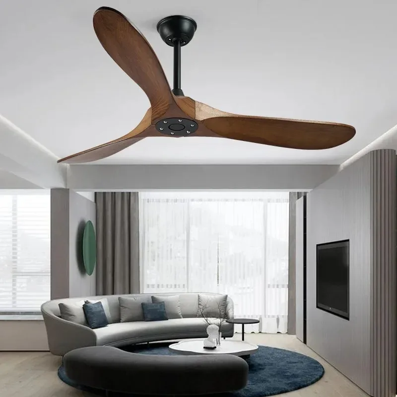 

Reversible wooden ceiling fan 42/52/60 inch nordic pendant fan with remote control for living room bedroom