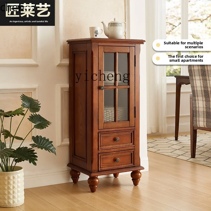 HXL الخشب الصلب باب واحد غرفة المعيشة خزانة جانبية تخزين النبيذ الزجاجي