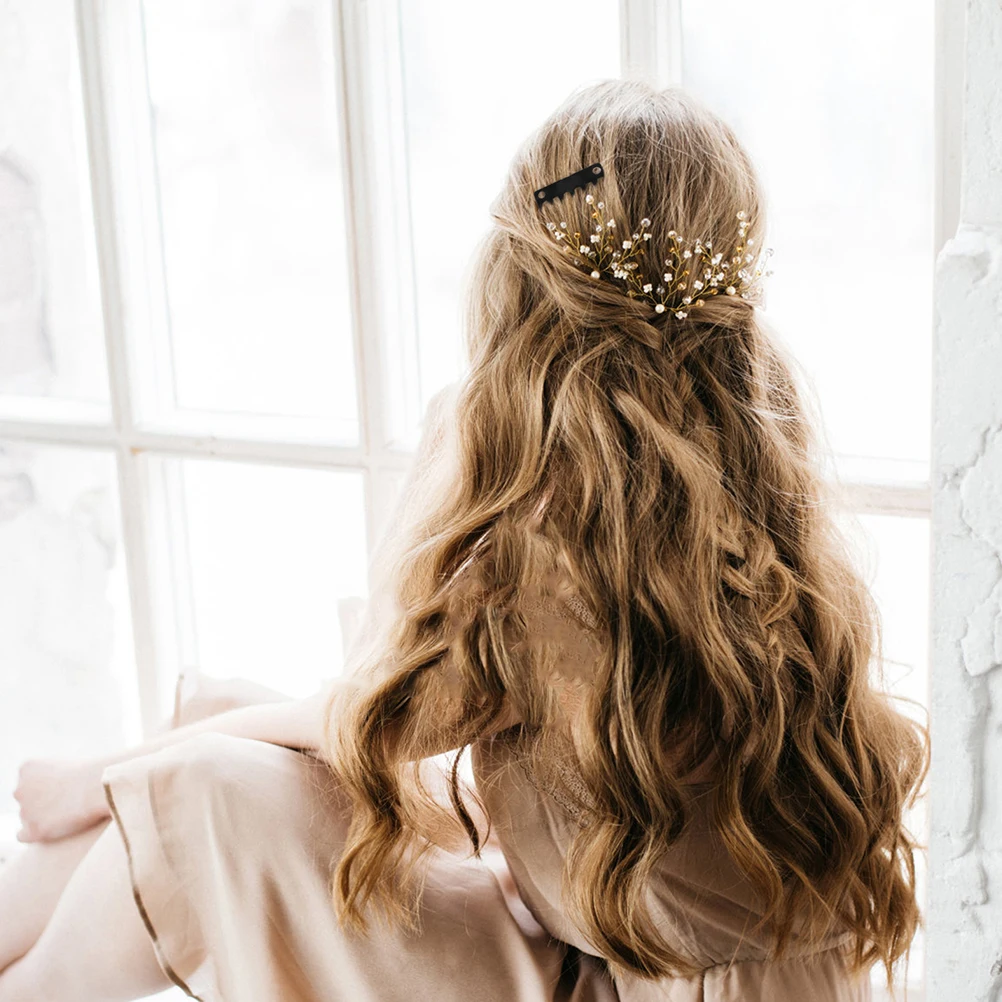 

100pcs Plastic Caps Clips Fixing Accessories Easy Install Durable Accessory Parts Combs Black Color Hair Styling Tools