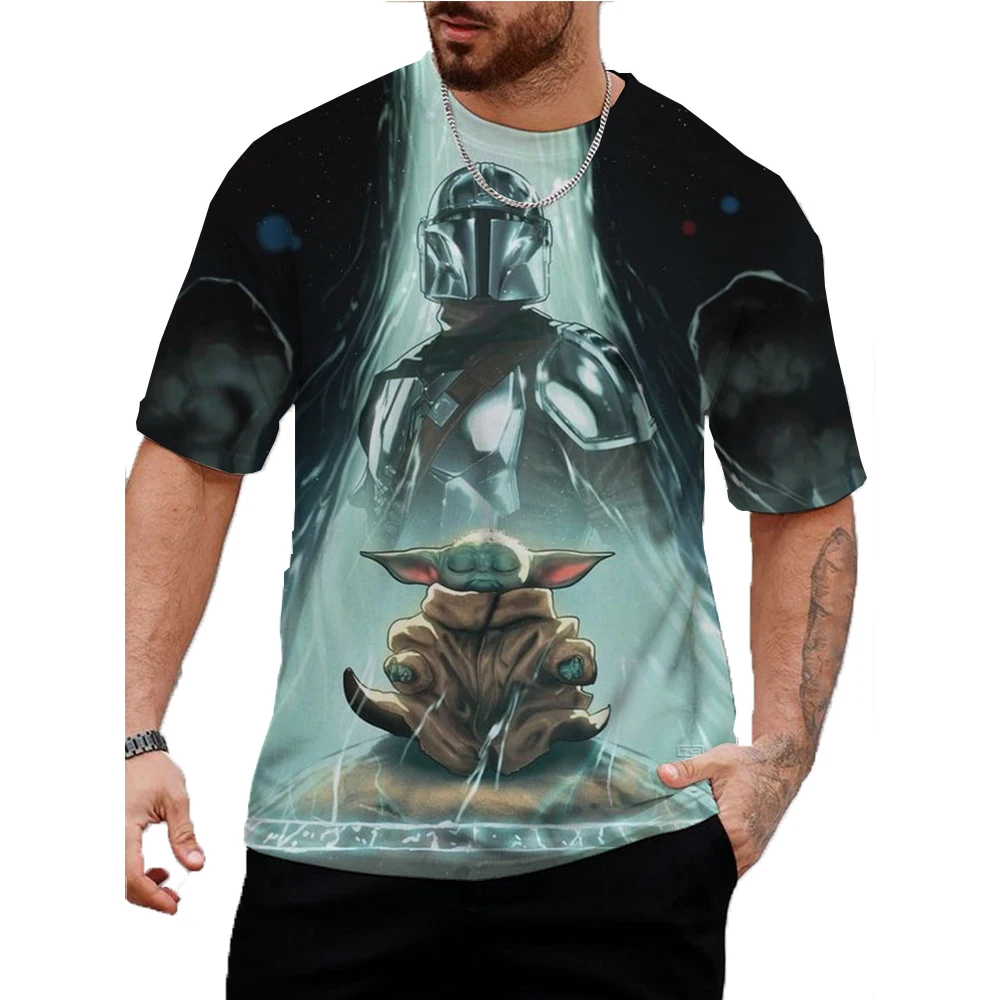 Boys Yoda T Shirt Mens Kids Children Tops Tshirt Short Sleeves Summer Baby Yoda Clothes Print Cartoon Tee Mens Clothing