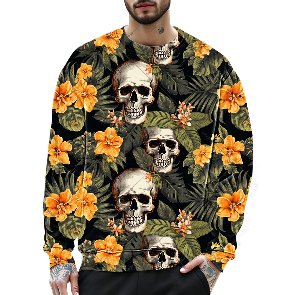 

3D Printing Skull Element Pattern Crew Neck Men's Clothing 2025 Trending Products Trend Retro Clothing Breathable ComfortableTop