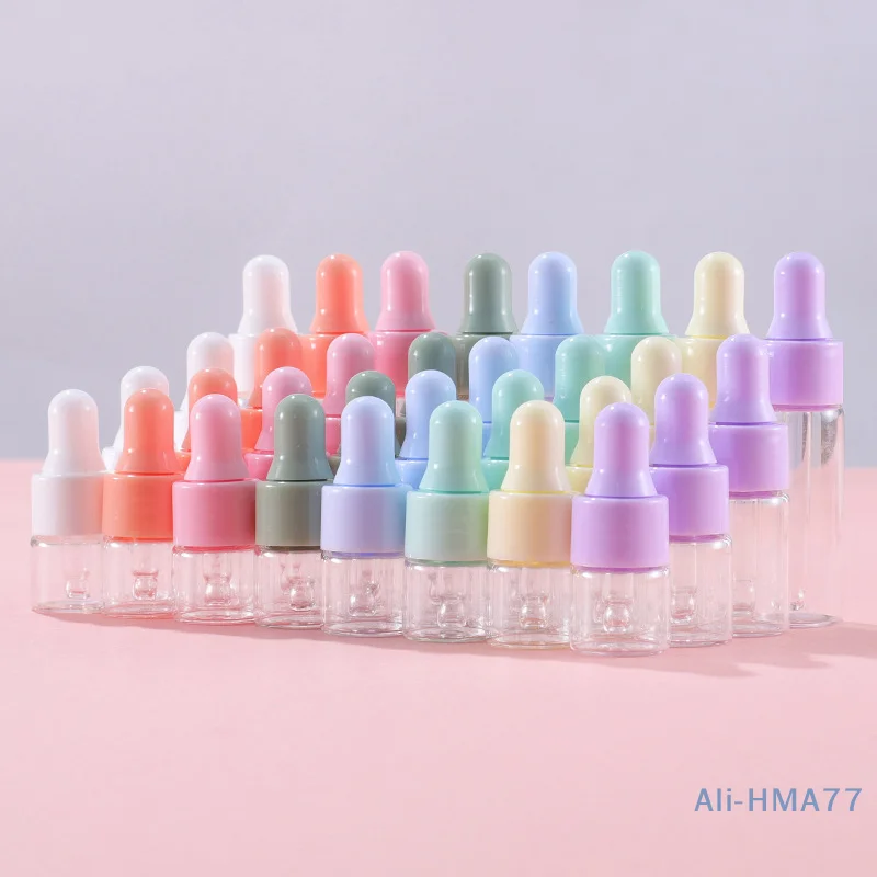 7PCS Portable Refillable Mini Dropper Bottle Set 1/2/3/5ml Empty Macaron Color Glass Essential Oil Vials Reusable Container DIY