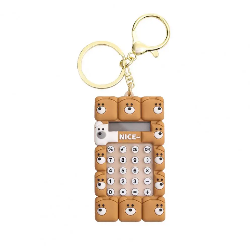 Mini Calculator Display Pocket Calculator Keychain Pendant Animal Shape for Home School