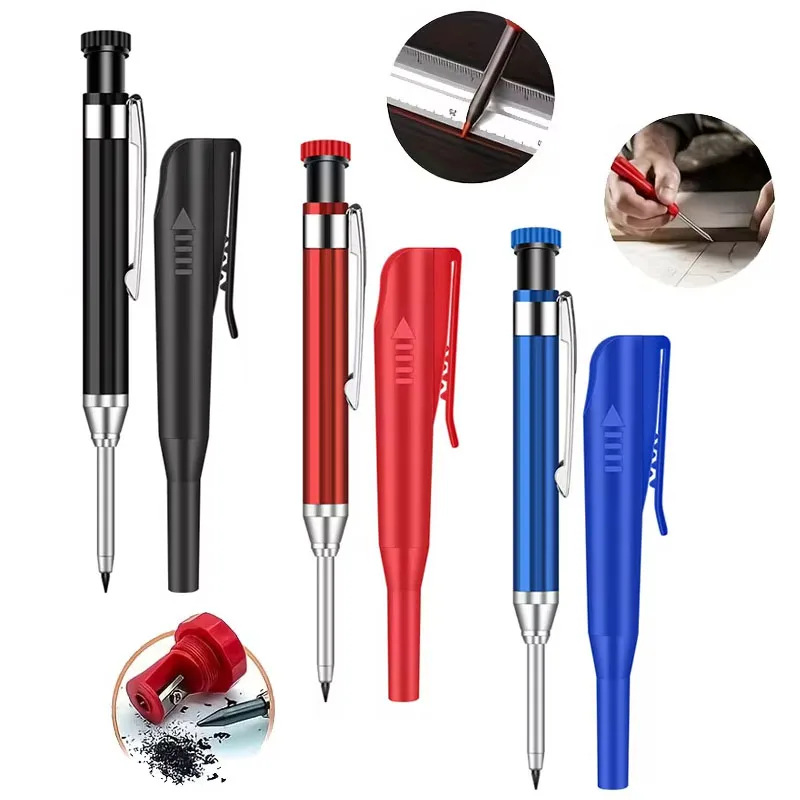 

New 2.8mm woodworking pencil with protective case, sharpener, deep hole marking, woodworking drawing marking