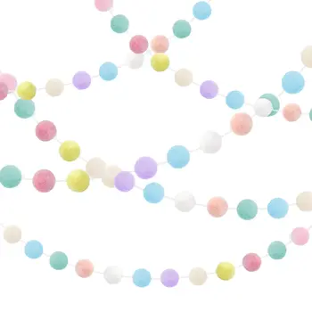 粉彩絨球花圈懸掛式復活節裝飾可愛彩虹彩色毛氈球花環嬰兒派對生日派對用品 10 best sales 粉彩生日裝飾 - №9