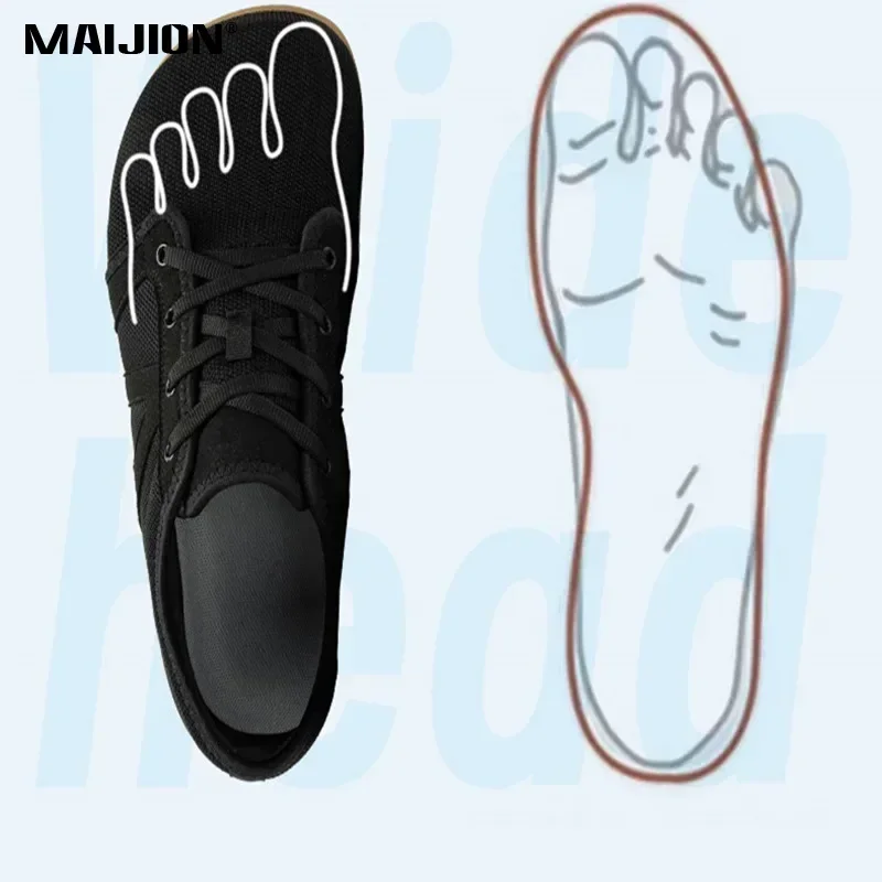 Men\'s Casual Sports Barefoot Shoes Minimalist Cross-Trainer Shoes Wide Toe Walking Shoes Zero Drop Sole Trail Running Sneakers