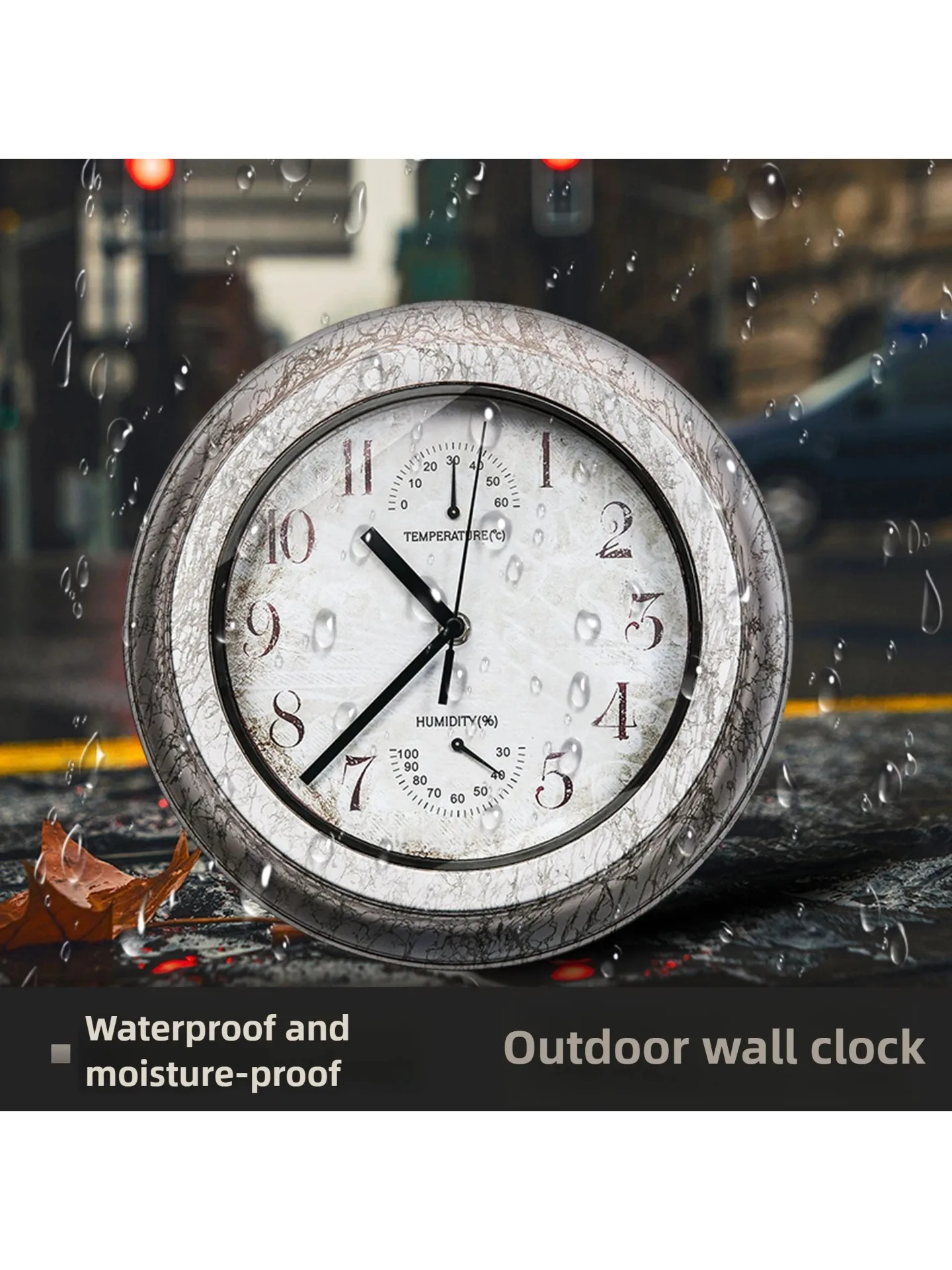 100 % wasserdichte Wanduhr, Outdoor-Uhr, Badezimmer, Küche, Terrasse, Geschäft, Wohnzimmer, dekorative Wanduhr, stilvolle, geräuschlose Wanduhr