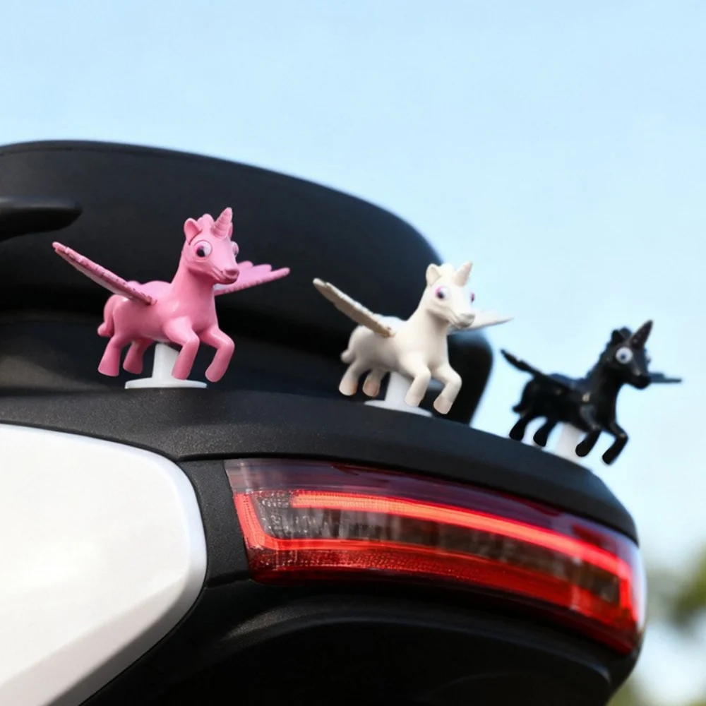 Car Ornament 2026 Unicorn Ornament New Cute Center Console Decoration Screen Motorcycle Pony Wings Movable