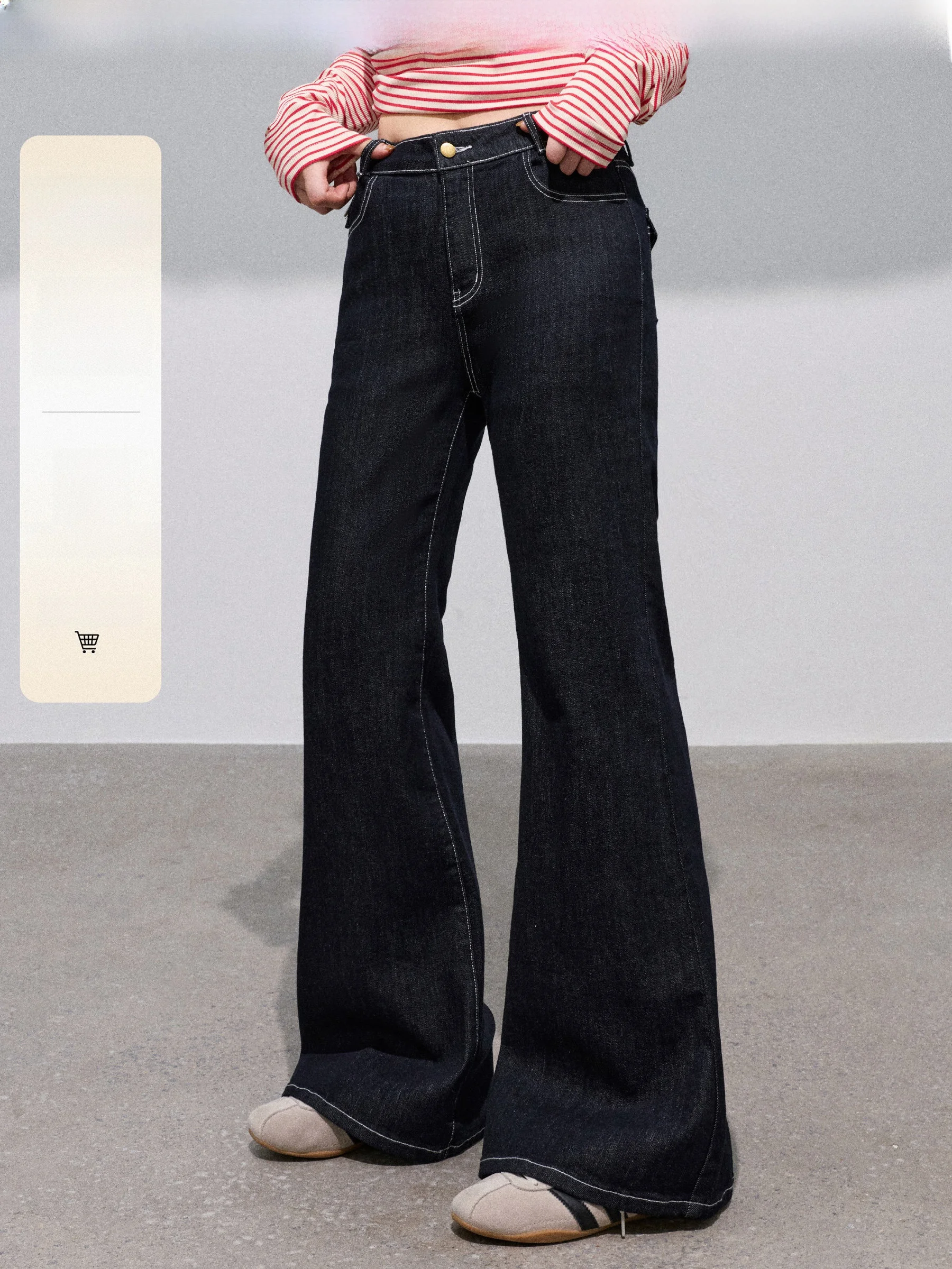 

Jululu Studio "Zhiye" большие размеры, джинсы-колокольчики, универсальные женские длинные брюки больших размеров в стиле ретро, джинсовые