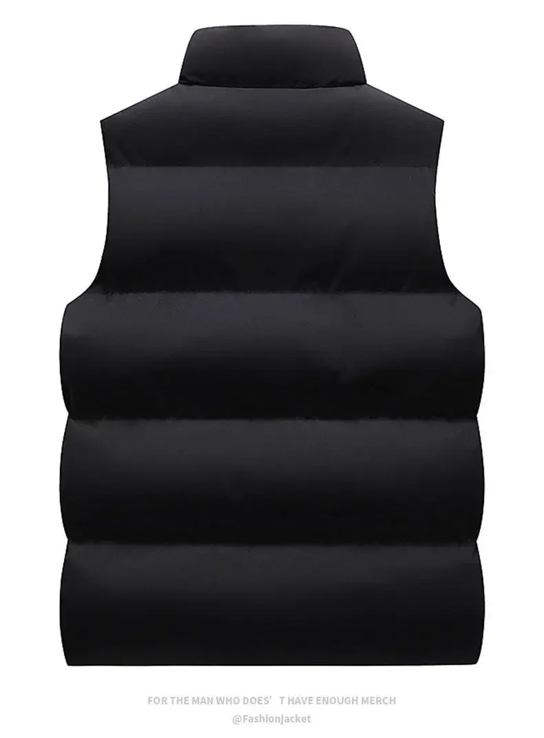 2026 Men Autumn Winter Stand Collar Windproof Slim Fit Warm Vest Outdoor Casual Sleeveless Jacket Fashion Trendy Clothing