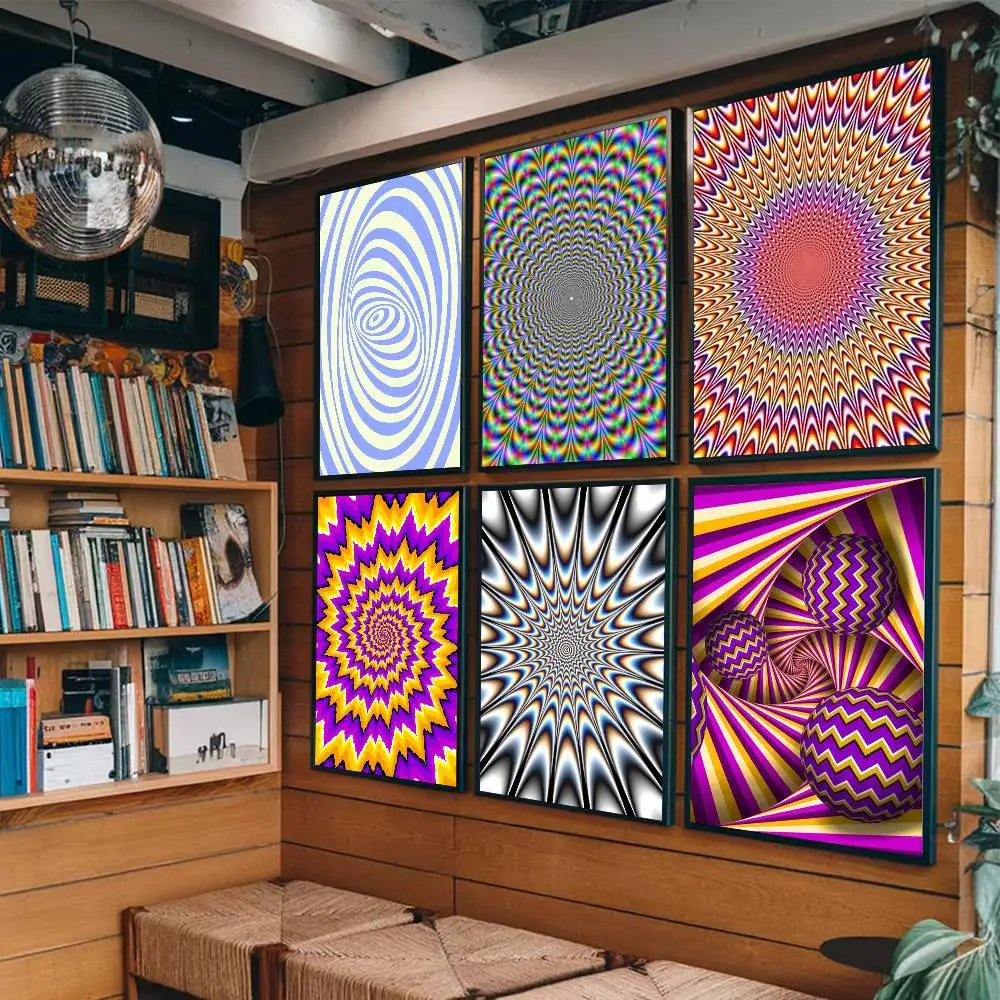 Visual illusion Poster Art Sticky Wall Waterproof Home Living Room Bedroom Bar Aesthetic Decoration