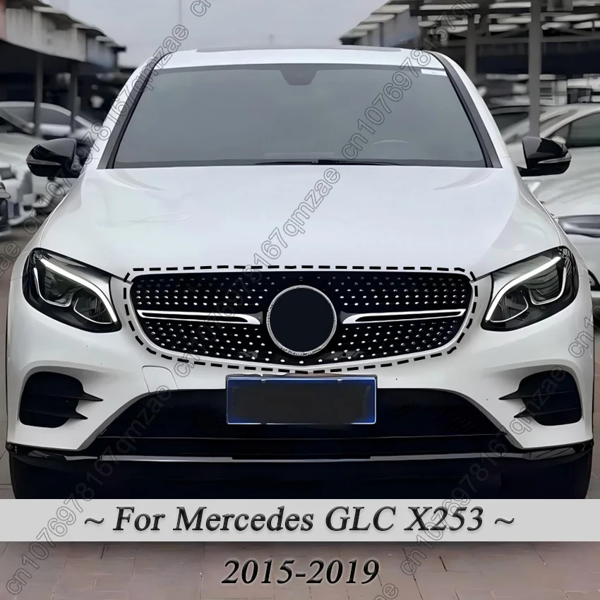Rejilla de malla de entrada delantera para Mercedes Benz Clase GLC X253 2015-2019 GLC250 GLC300 GLC350e GLC43, reajuste de parrilla de estilo diamante