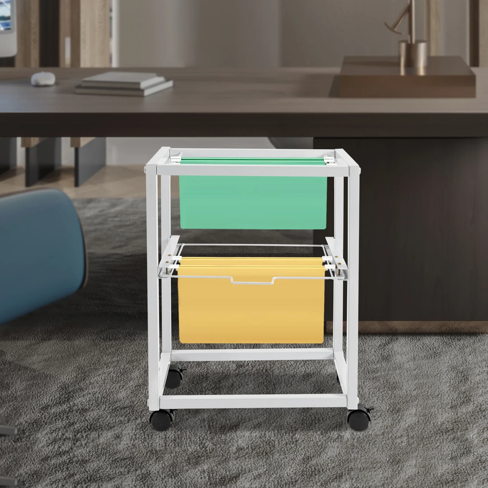 

Двухслойная подвесная стойка для файлов для офисной школы, хранения канцелярских товаров, папок, личных товаров