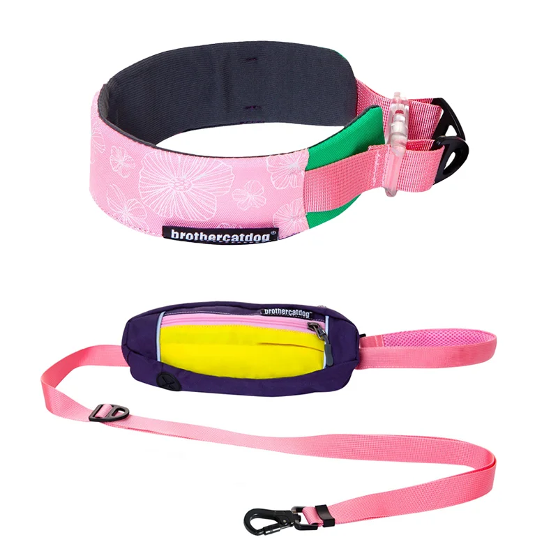 New Pet Dog Collar Soft Padded Comfortable Durable Nylon Pet Collar Multifunctional Dog Leash With Waist Bag Convenient Outdoor