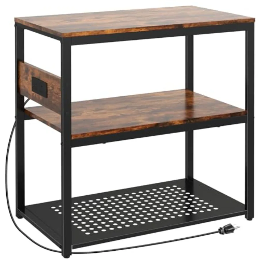 

20-29 Gallon Fish Tank Stand With Power Outlets, 3-Tier Metal Aquarium Stands, Breeder Reptile Tank Stand with Shelf for Home O