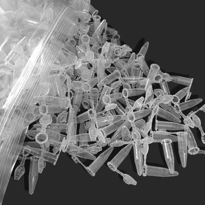 1000pcs 0.5ML Transparent Plastic Test Tube Centrifuge Management Unit Container Lid for Lab Samples School Stationery