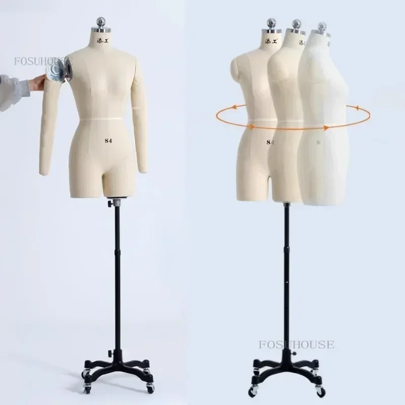 Sewing Linen Cover Body Mannequin for Women's Clothing Design Bust Dressmaker Mannequins with Legs Dress Display Stand Can Pin