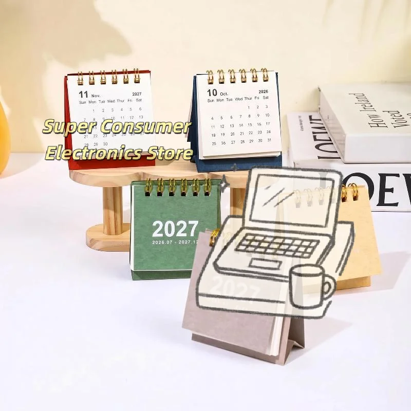 2027 Simple Mini Desk Calendar 1Pc Portable Pocket Table Planner for Home Office Holiday Planning Note Taking