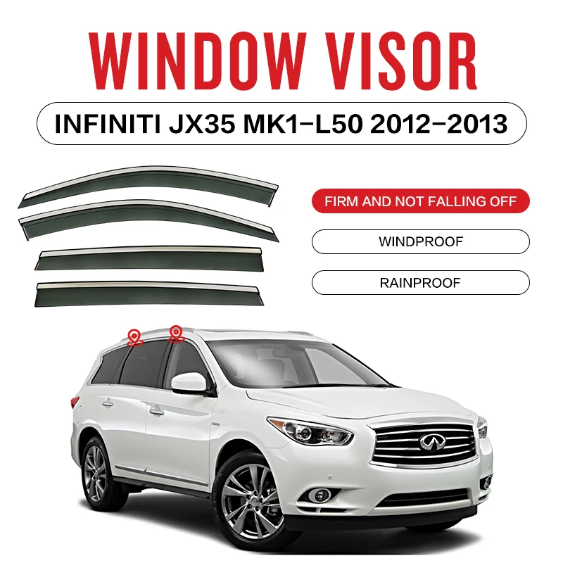 

For INFINITI JX35 MK1-L50 2012-2013 Plastic Window Visor Vent Shades Sun Rain Deflector Guard INFINITI JX35 2012-2013