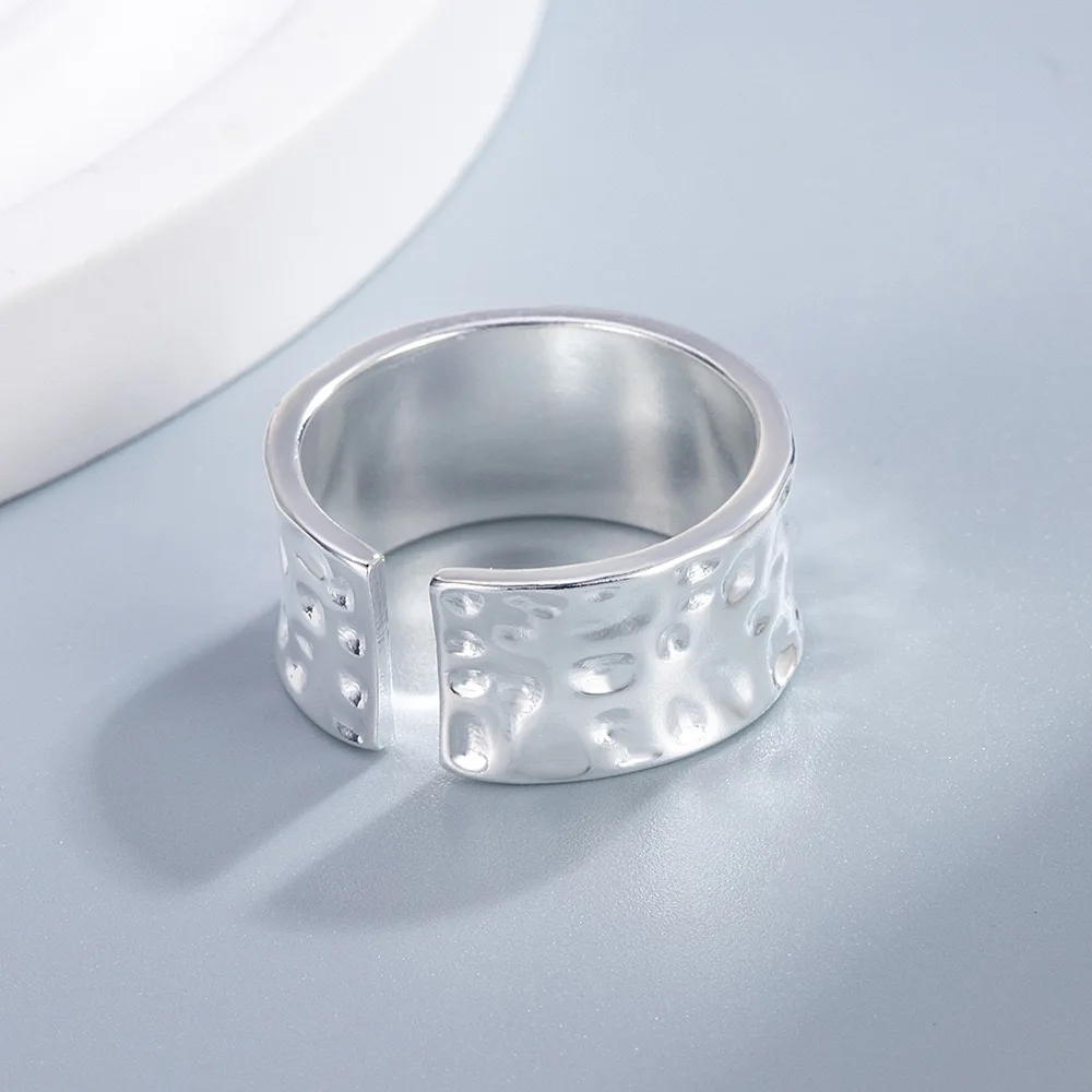 BF CLUB 925 Sterling Silver Ring For Women Jewelry Retro Wide Smooth Open Vintage Handmade Ring Allergy For Party Birthday Gift