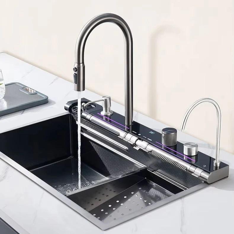 

Kitchen Sink Single Bowl Stainless Steel Handmade Kitchen Sink Stainless Steel Kitchen Waterfall Sink Digital