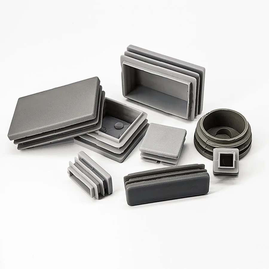4/8Pcs Round/Square/Rectangle Plastic Grey Blanking End Cap Chair Table Feet Cap Tube Pipe Insert Plug Decorative Dust Cover