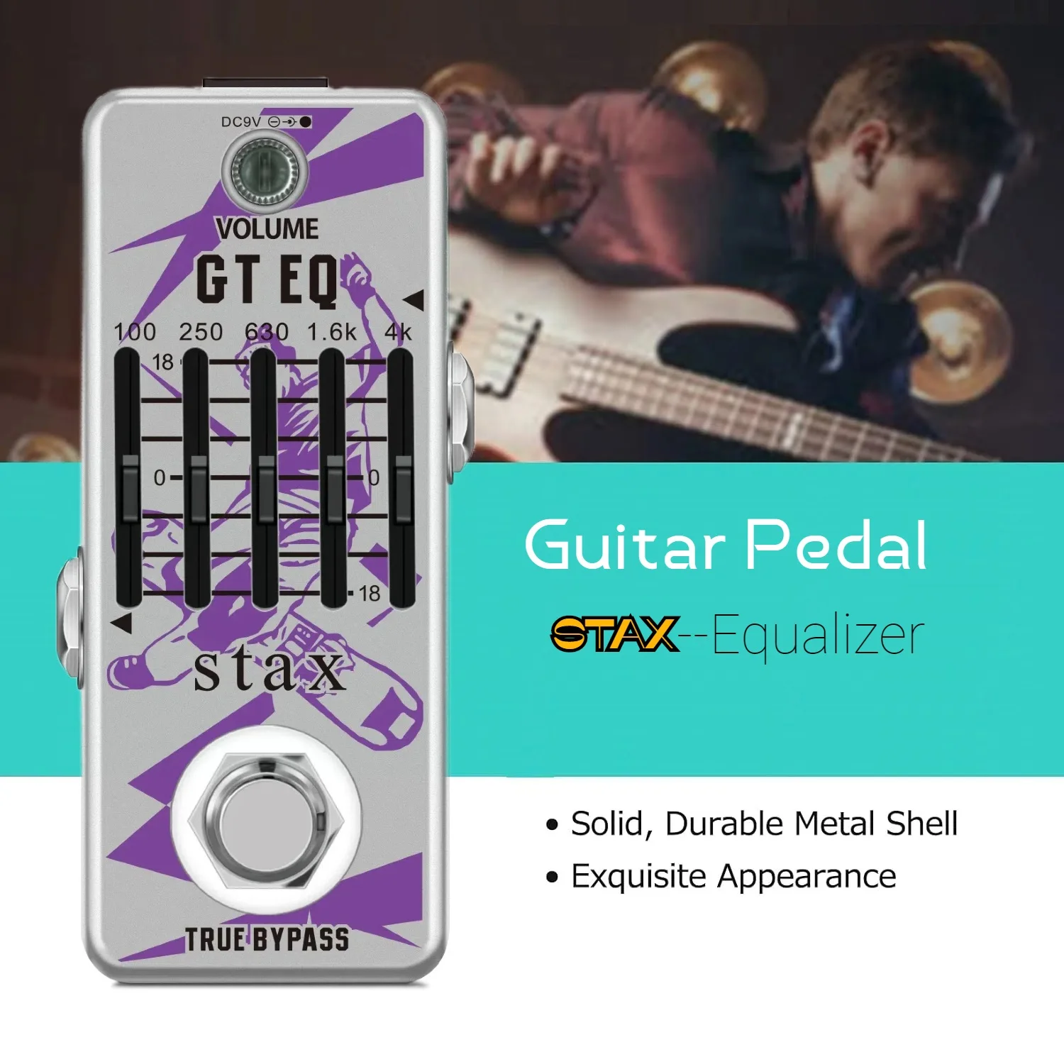 

Stax Guitar Equalizer Pedal, Parametric Effect Pedal, Frequency Compensator, ± 18dB Range for Mini Size True Bypass