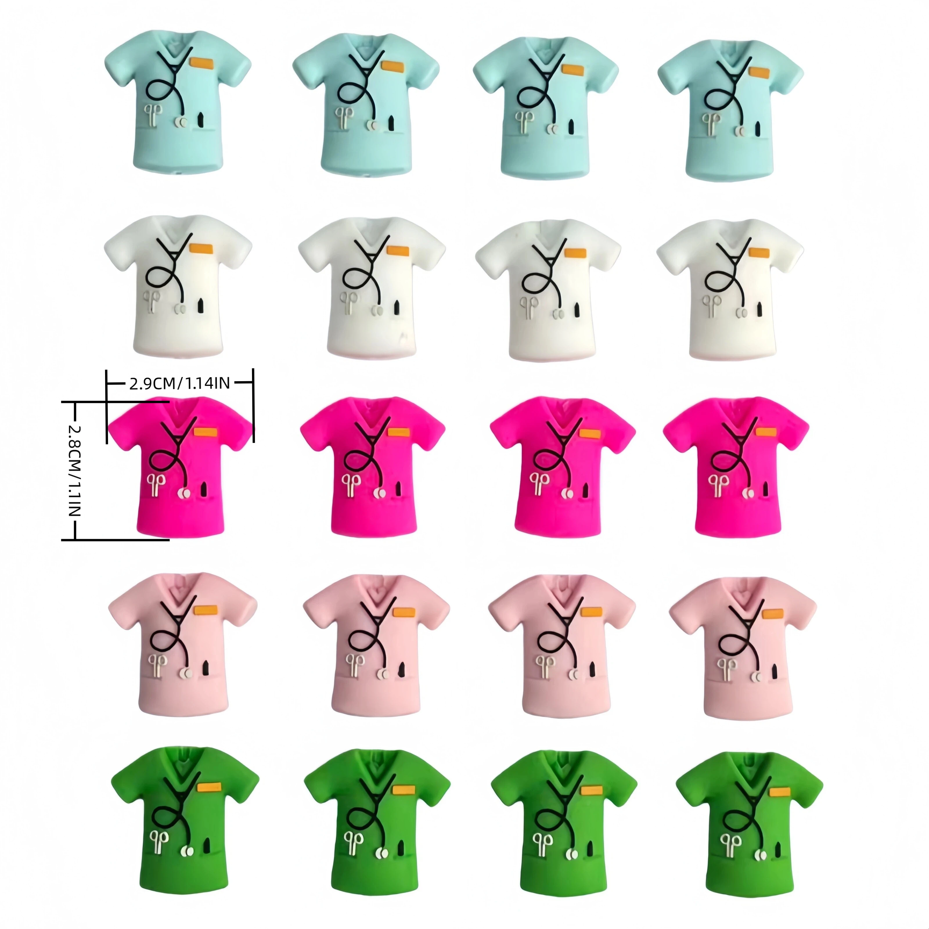 5-Pack Cute Nurse Uniform 3D Silicone Beads Charms for DIY Pen Decorations Keychain Accessories And Handcraft Jewelry Making