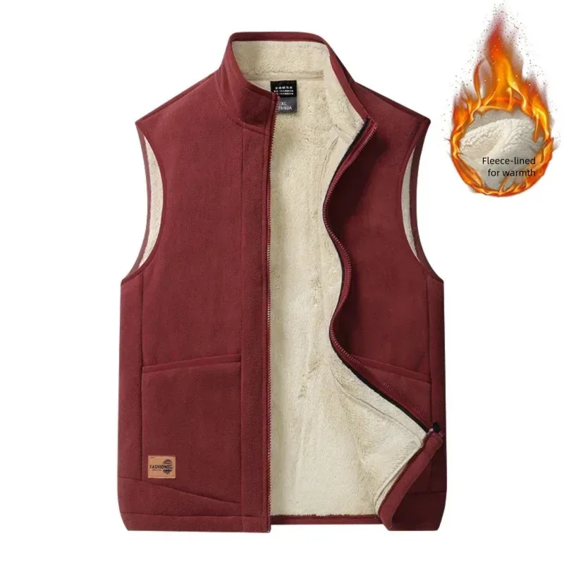 

Men's Women's Spring Fleece Vest Thickened Warm Stand-Up Collar Loose Trendy Versatile Outerwear