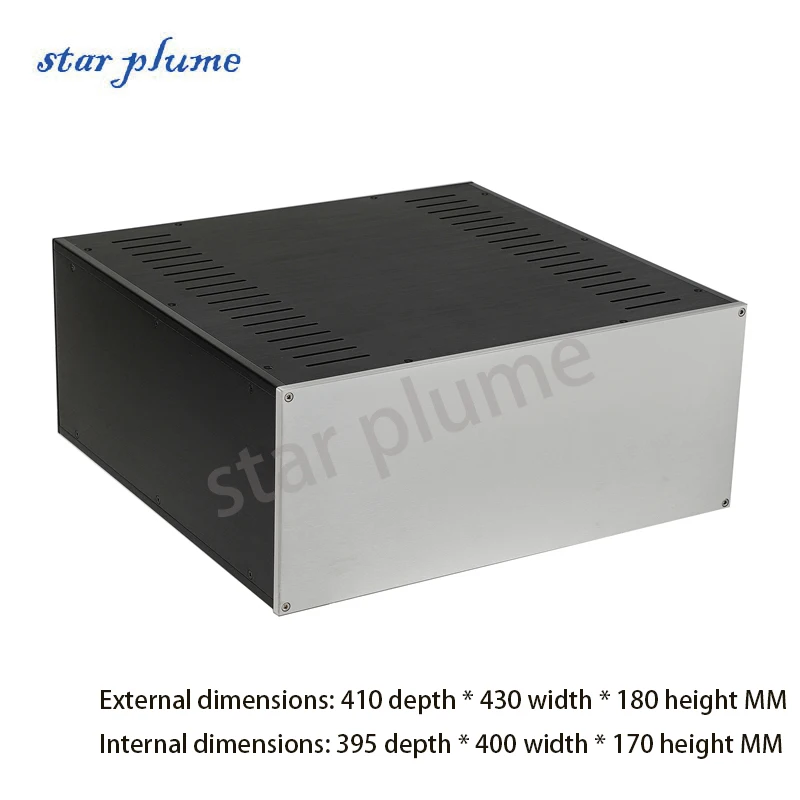 (410*430*180mm) CJ197 All-Aluminum Amplifier Case Holeless Preamplifier Chassis Vacuum Tube Postamplifier Chassis Shell DIY Box