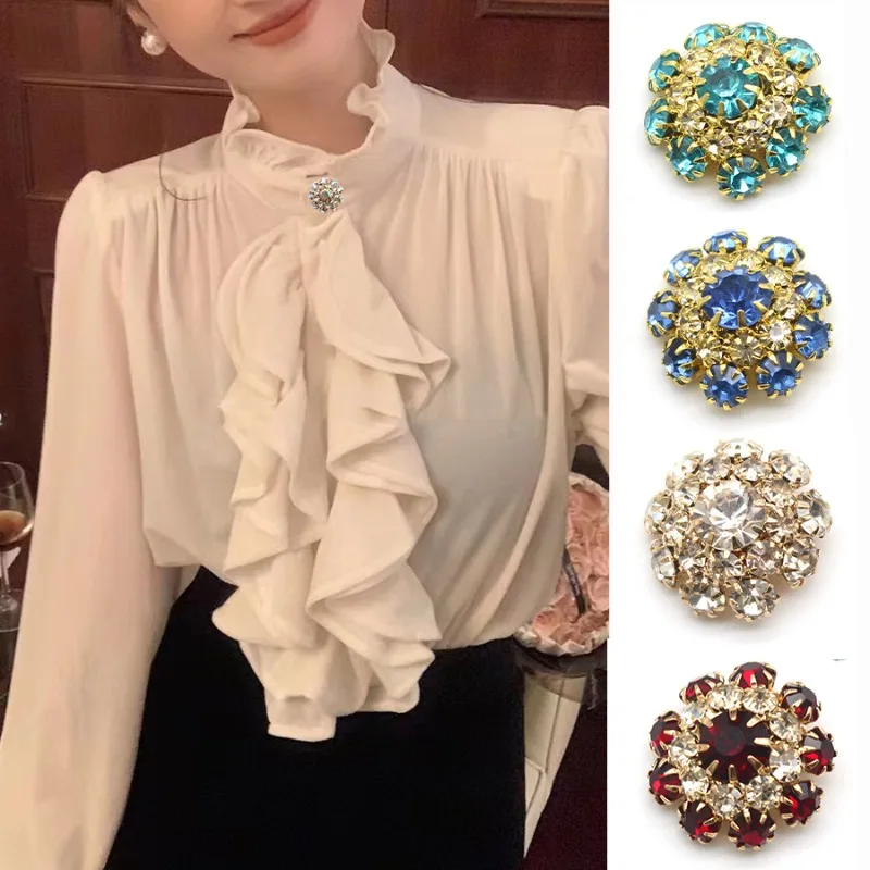 

10pcs 20mm Exquisite Fashion Color Crystal with Diamond Patterned Buttons Hand Sewing Clothes Cuff Neckline Decorative Buttons