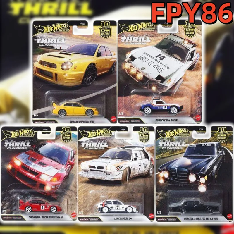 

New Hot Wheels Thrill Climbers FPY86 55 Chevy Gasser Subaru Porsche Lancer EVO Lancia Benz 300 1/64 Car Model Collection Gift