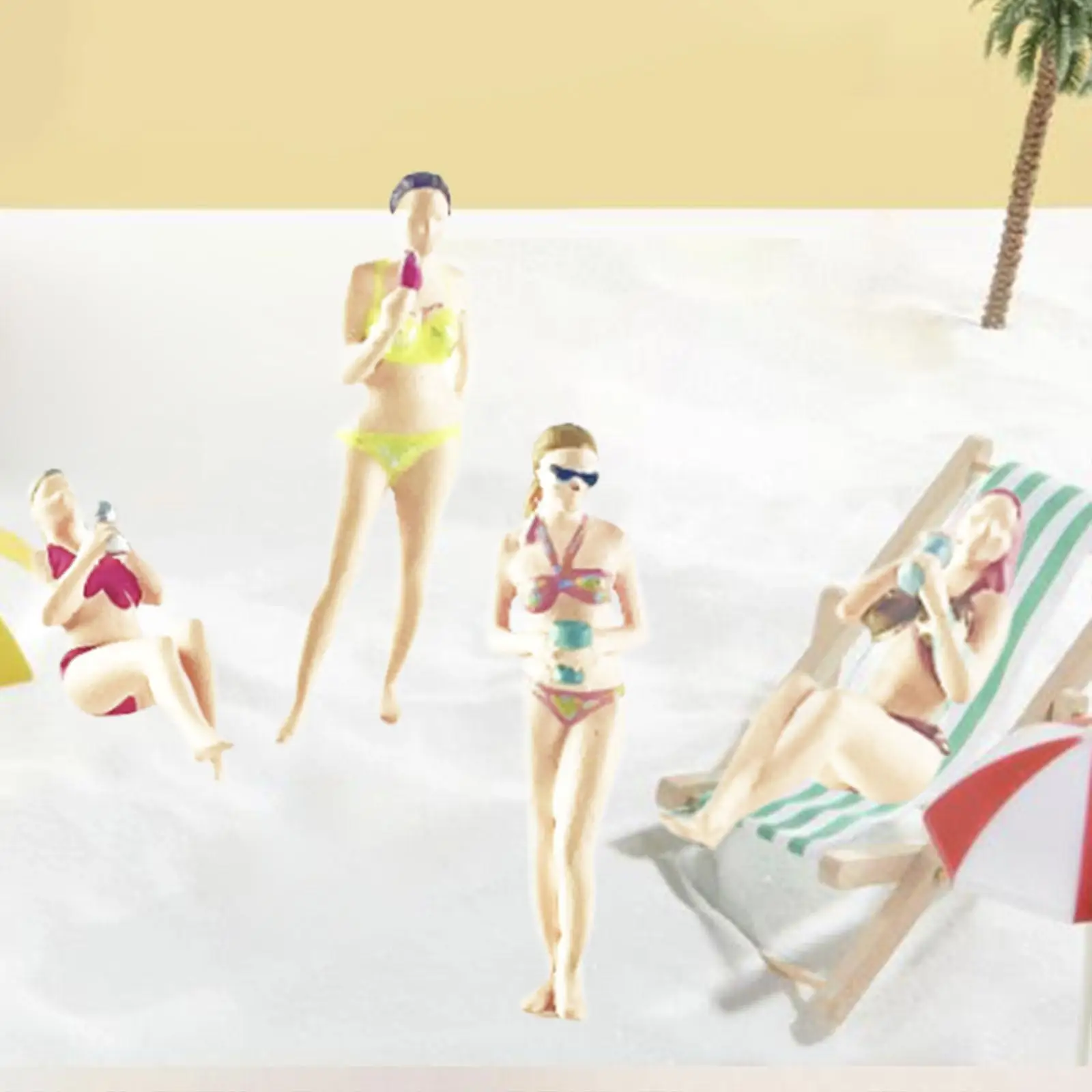 4 ชิ้น 1/64 Scale บิกินี่สาวรุ่นผู้หญิงรุ่นเรซิ่นการถ่ายภาพ PROP Tiny