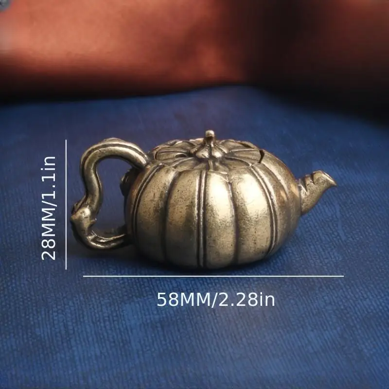 1 Stück Goldfarbener Kupfer-Kürbis als Tee-Dekofigur, Mini Kleine Teekanne aus Messing, Kleine Kung-Fu-Tee Heimdekoration Ornamente