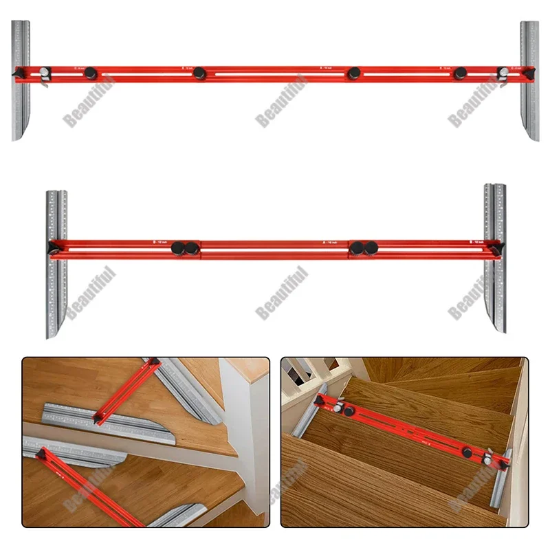 

Stair Tread Measuring Tool Template Professional Shelf Scribe Tool Jig For Measure Drawing Stairs,Cabinets, And Custom Furniture