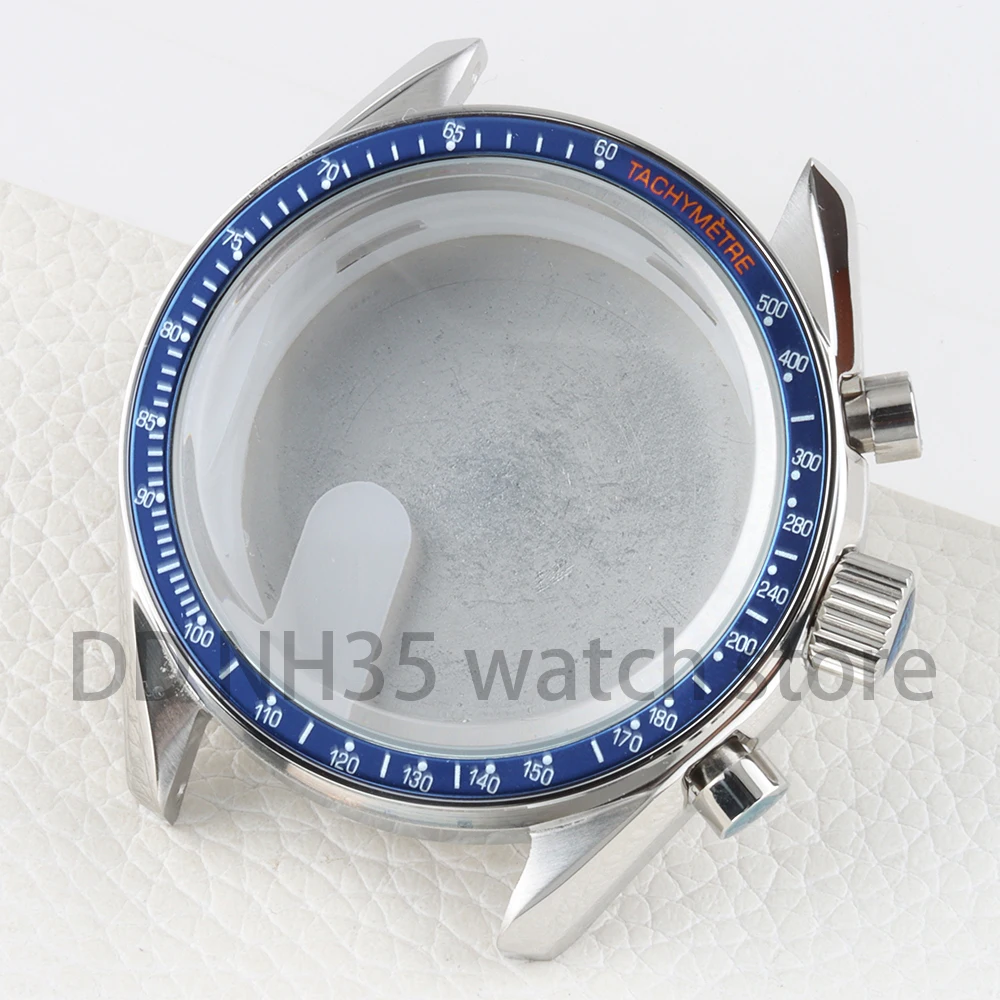 

Silver VK63 Case 40mm Solid 316L Stainless Steel 100 Meters Waterproof Watch Case for Chronograph VK63 VK64 Movement 32.5mm Dial