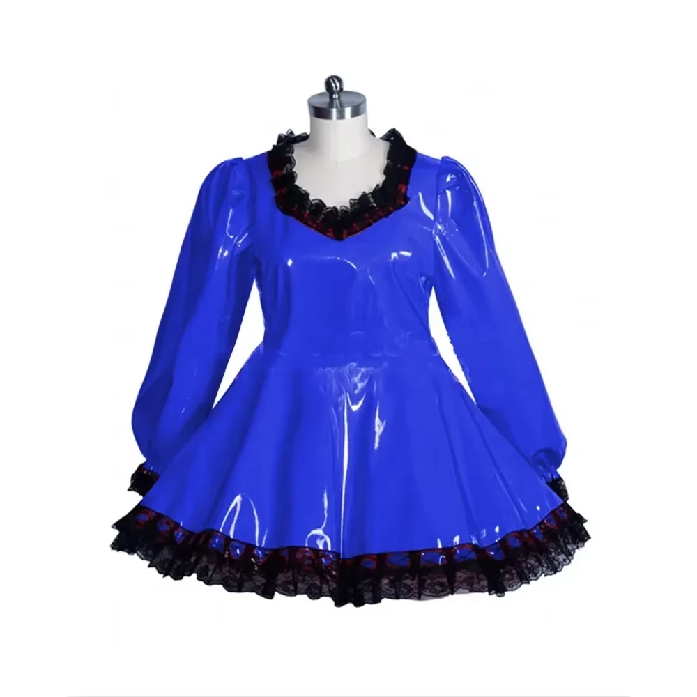 Robe A-ligne Sissy Lolita, grande taille, cuir verni Wetlook, taille haute, robes de soirée plissées, Rave Cosplay, costume de femme de chambre