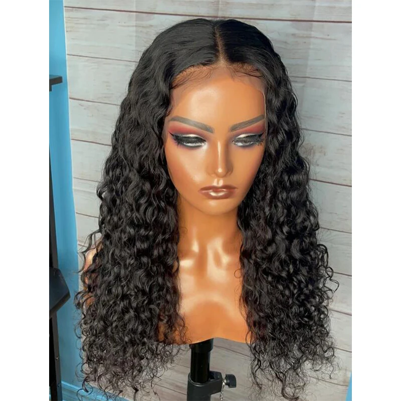 

Natural Black Soft Glueless 26“Long 180Density Kinky Curly Lace Front Wig For Women With BabyHair Preplucked Daily Cosplay